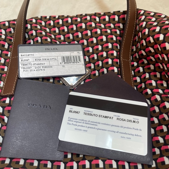 Prada Tessuto Stampat hand bag with leather shoulder strap - Picture 13 of 13